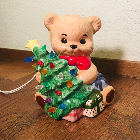 Vintage Teddy Bear w/Tree Musical Light - Picture 1 of 4